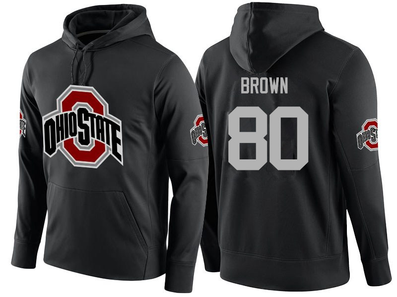 Men Ohio State Buckeyes #80 Noah Brown Name-Number Hoodies-Black